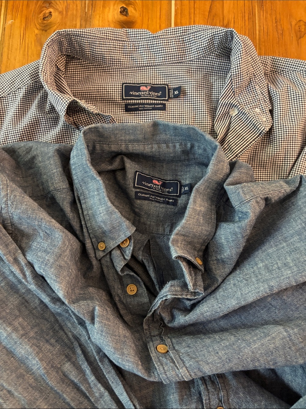 Set of Two Vineyard Vines Men's Chambray Blue Button-Down Shirt